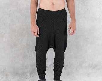 Pantalon imprimé bohème avec entrejambe bas, sarouel moderne, pantalon gitan pour homme, pantalon de survêtement pour homme, pantalon hippie pour homme, festival pour homme, pantalon à entrejambe bas