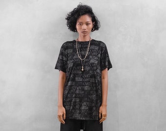 Black Unisex Bamboo T-shirt Geometric Printed, Versatile Unique Black T-shirt, Gender Neutral Graphic tees