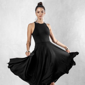 Bohemian BLACK Goddess MAXI DRESS  For  Women – Organic Summer Beach Wedding Dress