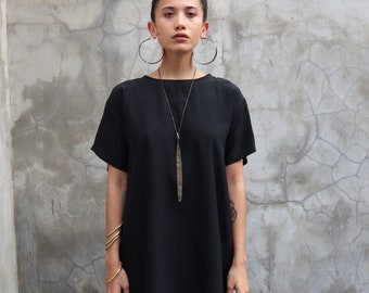 Silk Top, Black Silk Top, Loose Silk Top, Black Loose Top, Evening Wear, Silk Wear, Silk Shirt, Silk Dress, Silk T-Shirt, Black Shirt