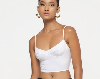 White Bustier, Bustier Top, Bustier Crop Top, Organic Cotton Crop Top