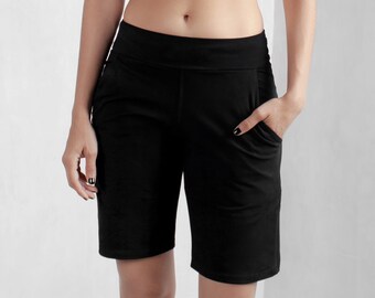 black cotton shorts womens
