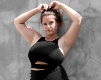 Plus Size Crop Top Black, Crop Tank Top, Sports Black Top, Black Curvy Top, Streetwear Clothing, Maternity Top, Boho Tank Top, Gym Top