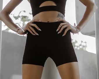 High Waist Shorts, Workout Shorts, Gym Clothes, Women's Black Bike Shorts, Organic Cotton Yoga Shorts, Black Athletic Shorts, Eco Shorts