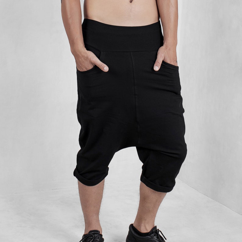 Men's Low Crotch Shorts Drop Crotch Shorts Black Baggy Etsy Australia