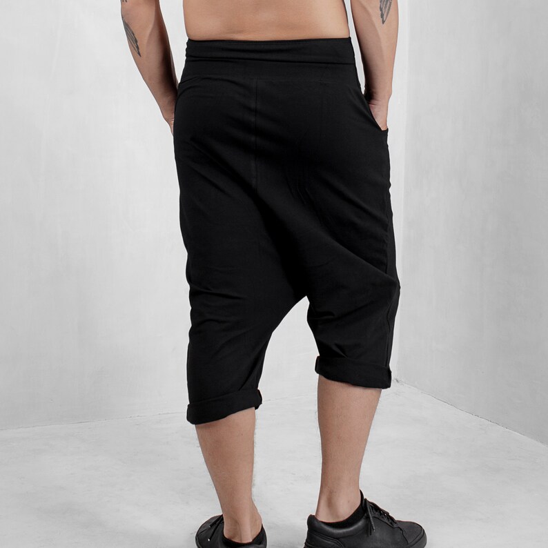 Men's Low Crotch Shorts Drop Crotch Shorts Black Baggy Etsy