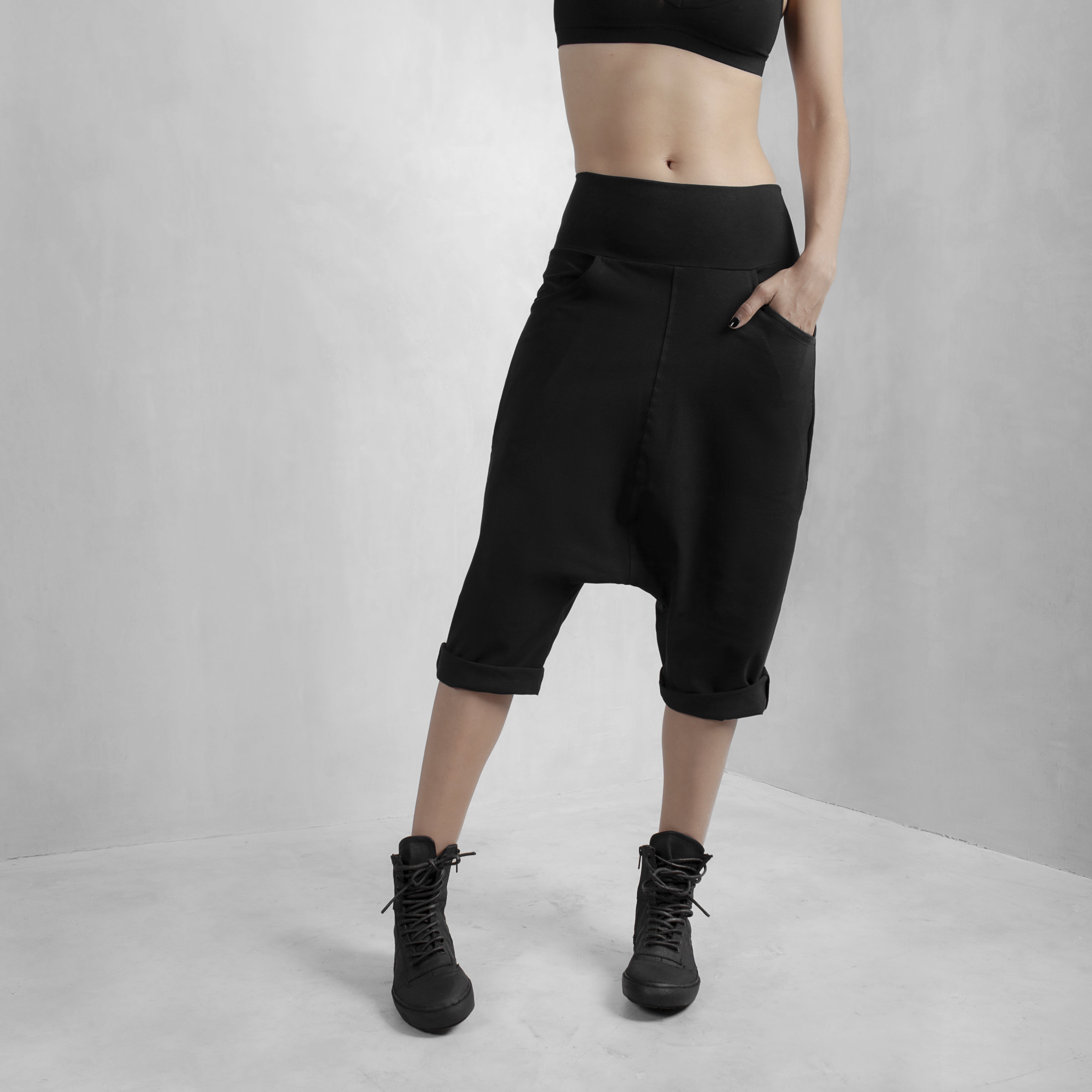 Women's Baggy Shorts Black Low Crotch Shorts Drop Crotch Etsy Australia