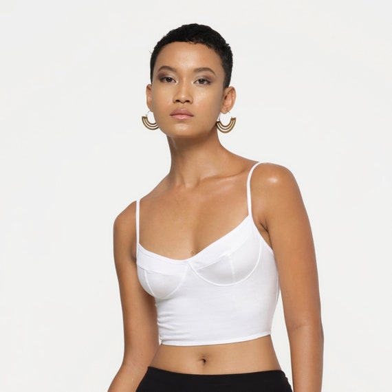 White Bustier, Bustier Top, Bustier Crop Top, Organic Cotton Crop