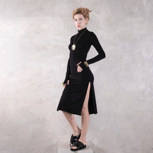 Elegant Long Sleeve Split Dress with Turtle Neck Bodycon Style, Sexy Evening Wear, Long Sleeve, Sexy Dress, Turtle Neck. image 1