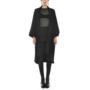 Black Afghan Coat, Boho Wrap Kimono, Handmade Urban Jacket, Penny Lane Wrap Robe, Bohemian Cardigan, Wide Sleeves Tunic, Plus Size Overcoat image 9