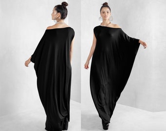Black Kaftan Dress, Beach Cover Up, Maxi Dress, Boho Dress, Black Long Dress, Black Kaftan, Kaftan, Pregnancy Dress, Mom's Dress, Eco Dress