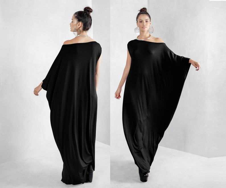 Black Kaftan Dress, Beach Cover Up, Maxi Dress, Boho Dress, Black Long Dress, Black Kaftan, Kaftan, Pregnancy Dress, Mom's Dress, Eco Dress image 1