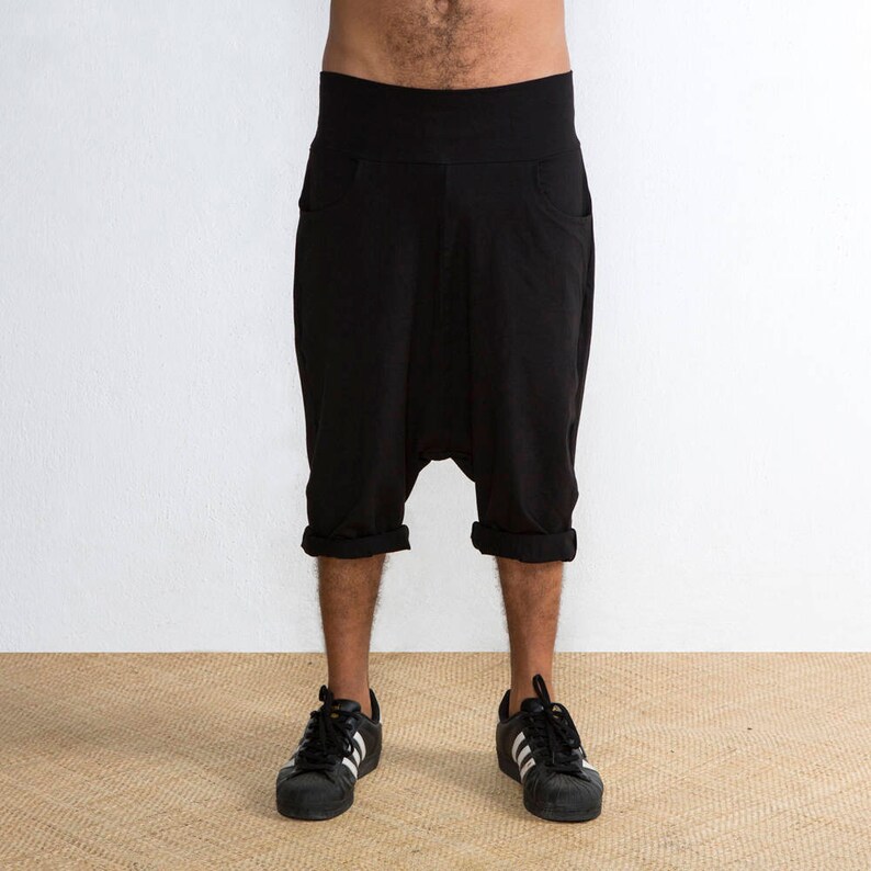Men's Low Crotch Shorts Drop Crotch Shorts Black Baggy Etsy Australia