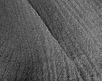 Hemp Gauze Scarf with Frayed Edges Black