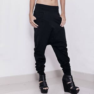 Black Low Crotch Pants, Drop Crotch Pants, Baggy Pants, Sweatpants, Organic Cotton Pants, Black Pants, Eco Fashion, Black Sweatpants image 2