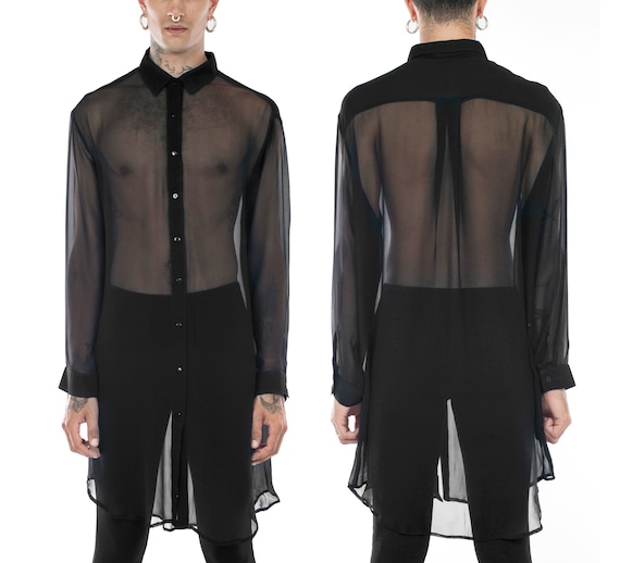mens black silk dress shirt
