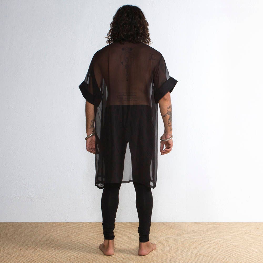 Mens Kimono Mens Silk Kimono Mens Robe Black Silk Kimono Etsy