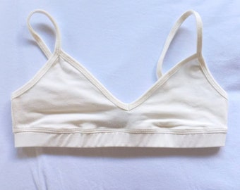 Off White  Bralette, Soft Cup Bra, Organic Cotton Bra Top, Off White Bra Top, Organic Cotton Lingerie, Women Underwear, Soft Bra Top