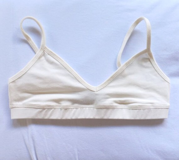 Off White Bralette, Soft Cup Bra, Organic Cotton Bra Top, off