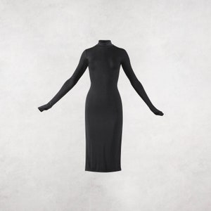 Elegant Long Sleeve Split Dress with Turtle Neck Bodycon Style, Sexy Evening Wear, Long Sleeve, Sexy Dress, Turtle Neck. image 7