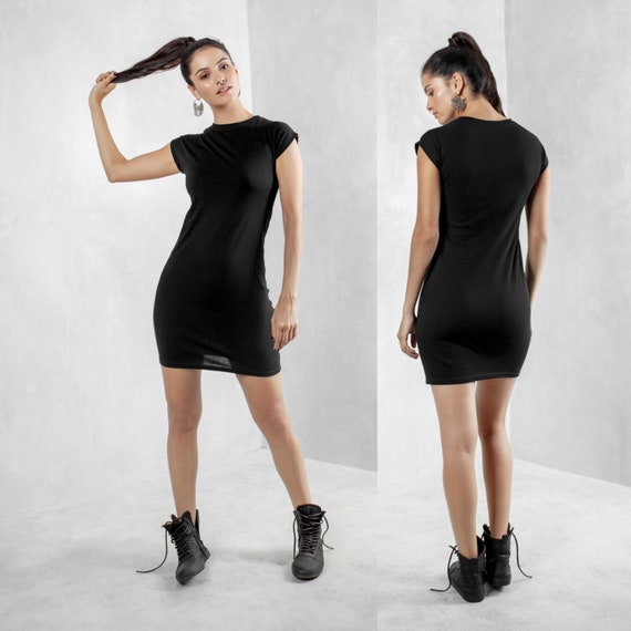 Little Black Dress Black T-shirt Dress Black Organic Cotton | Etsy