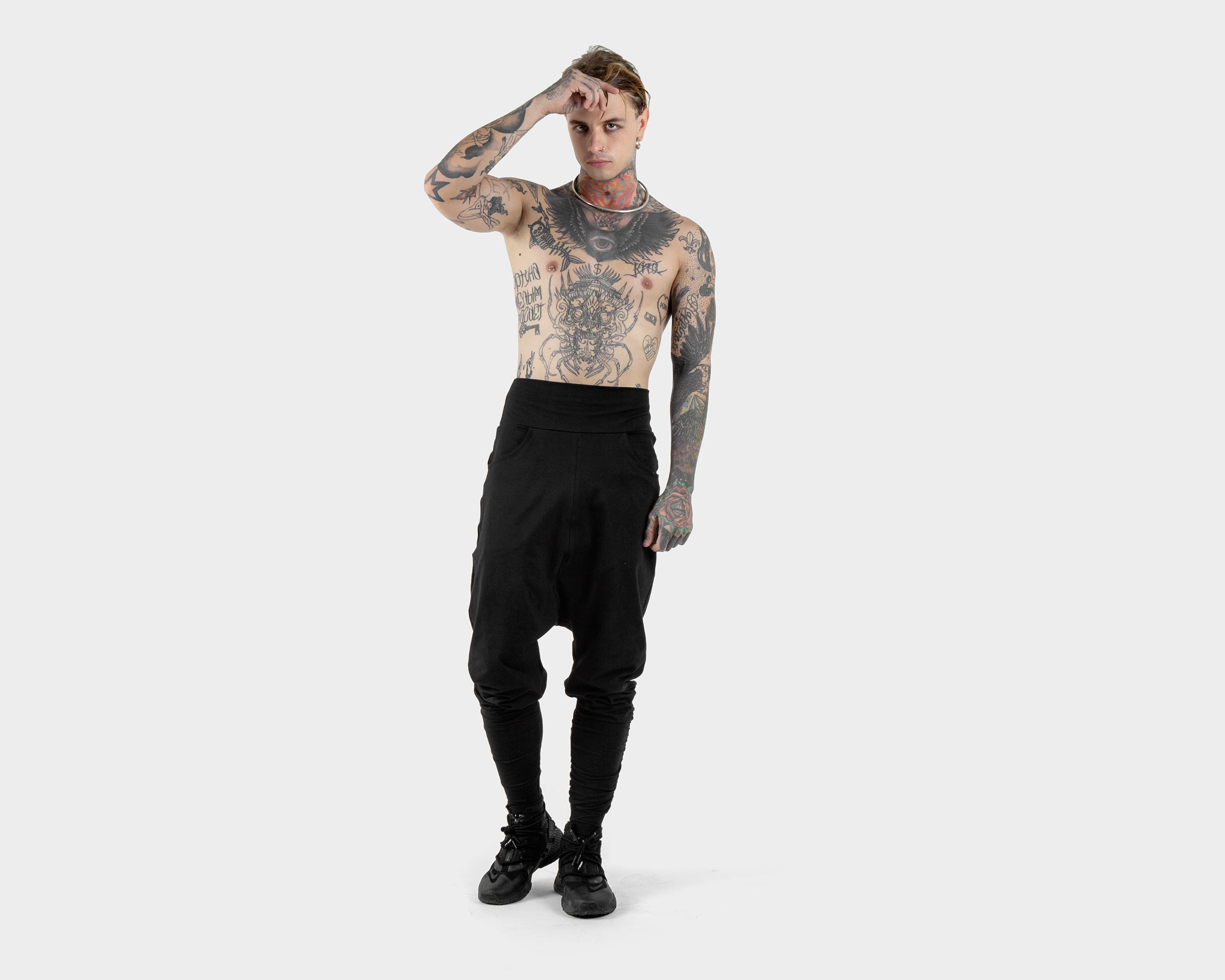 お買い得商店街 Black Etsy - Pants Aladdin サロペット・オーバーオール・オールインワン