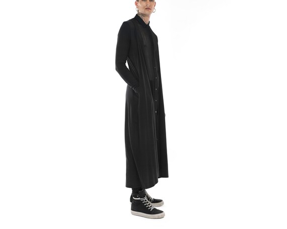 mens long open front cardigan