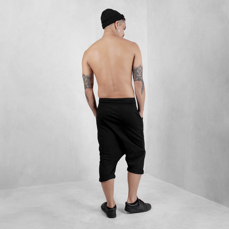 Men's Low Crotch Shorts Drop Crotch Shorts Black Baggy Etsy Australia