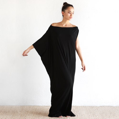 Hooded Loose Dress, Maxi Oversized Dress, Asymmetric  Kaftan Dress, Goth Utility Dress main image 1