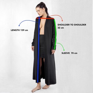 Bohemian Black Cardigan, Boho Long Cardigan, Women's Draped Top, Loose Fit Draped Cape, Gothic Tunic, Summer Outerwear, Elegant tunic image 10