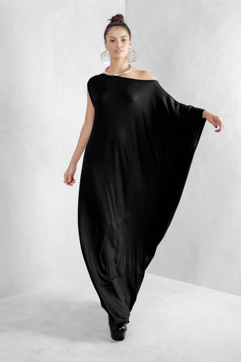 Black Kaftan Dress, Beach Cover Up, Maxi Dress, Boho Dress, Black Long Dress, Black Kaftan, Kaftan, Pregnancy Dress, Mom's Dress, Eco Dress image 5