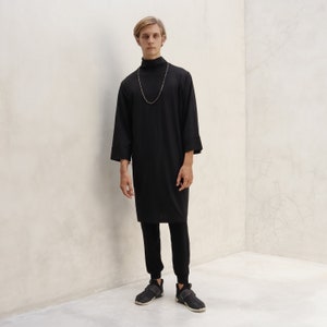 Mens Oversized Turtleneck Sweater, Black Bamboo Sweater, Black Sweatshirt Mens, Mens Lounge Wear,  Black Sweater Men