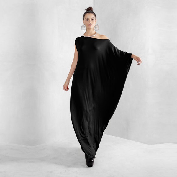 Robe longue noire, Caftan noir, Caftan de plage, Robe longue, Robe longue noire, Caftan noir, Caftan, Robe pour femme, Mode écologique, Robe écologique