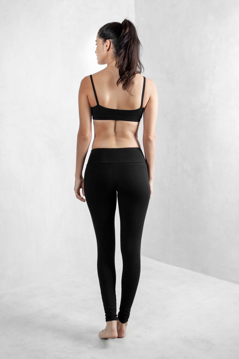 Black Organic Cotton Leggings Best Leggings Organic Yoga Etsy