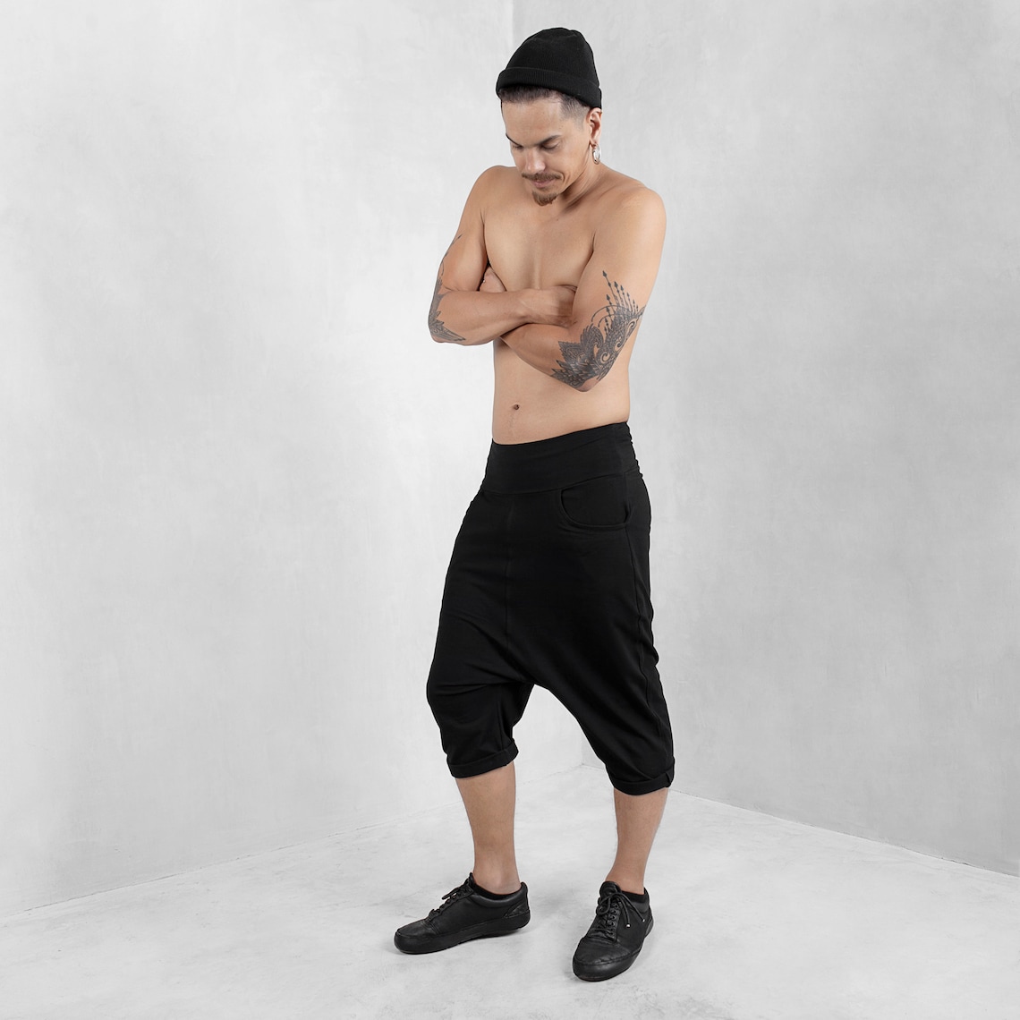 Men's Low Crotch Shorts Drop Crotch Shorts Black Baggy - Etsy
