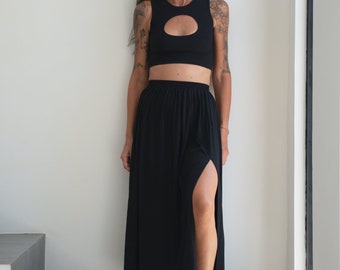 Split Side Maxi Skirt, Sustainable Modal Maxi Skirt, Eco Fashion, Women Active Wear, Eco Gift Ideas for Women.