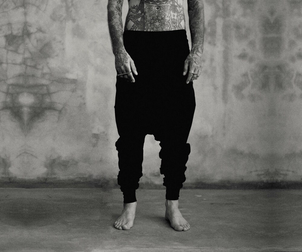 Mens Low Crotch Pants Drop Crotch Pants 