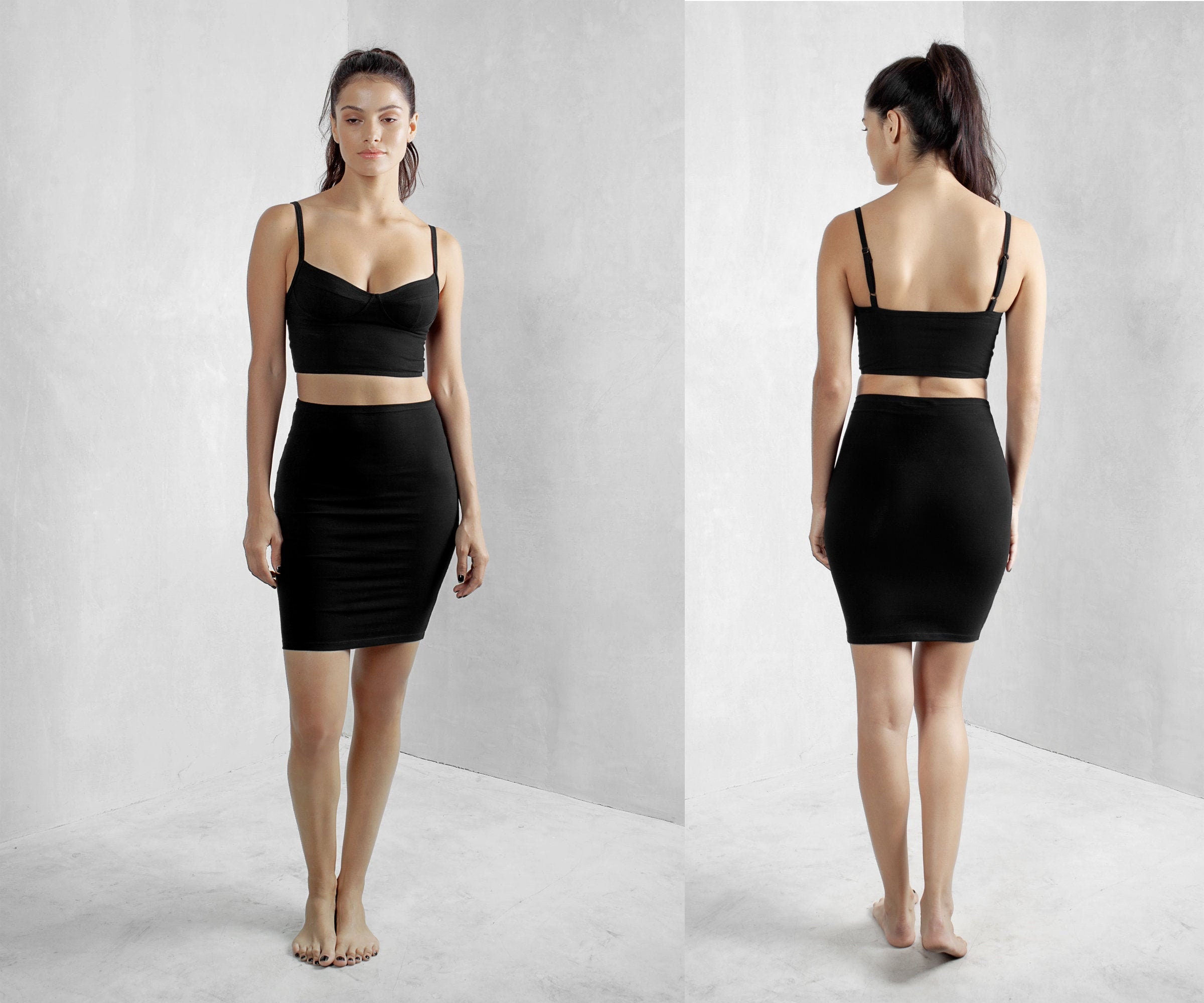 Black Pencil Skirt High Waist 6-8 Sexy Tight Fitted Bodycon Party Women  Dita P99