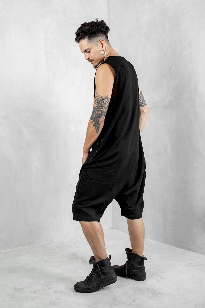 Mens Black Onesie, Oversized Jumpsuit for Men, Mens Festival Clothing