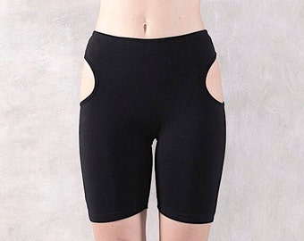 Cut Out Bike Shorts Black, Bike Short, Black Short, Womens Short, Active Wear, Yoga,  Gym Short.