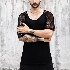 Mens Black Top, Mens Shredded Black T-shirt, Deconstructed Top, Black Oversized Top, Shredded Black Top, Mens T-Shirt, Mens Shirt, Eco Shirt