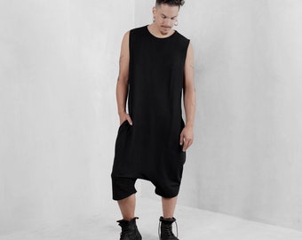 Mens Black Onesie, Oversized Jumpsuit for Men, Mens Festival Clothing, Oversized Romper, Rave Outfit, Mens Black Coveralls, Mens Romper