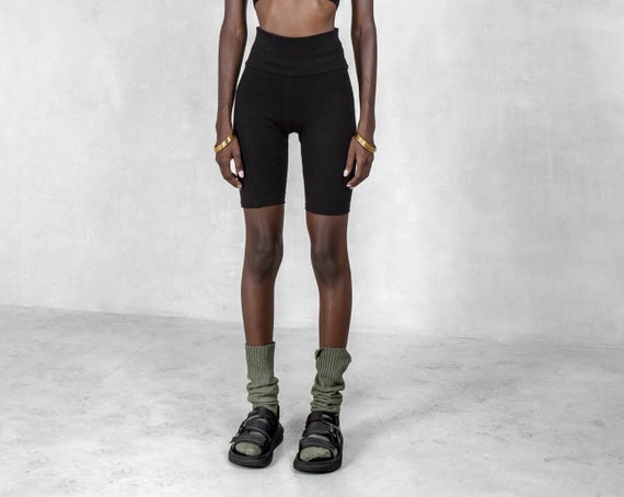 Black High Waist Bike Shorts Workout 