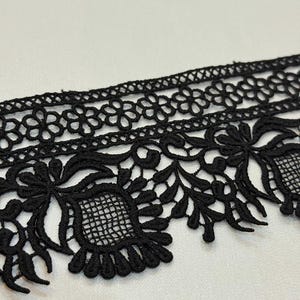 Adorno de encaje negro, encaje francés, encaje de Alencon, encaje para vestido de novia, encaje para boda, encaje negro, encaje para velo, encaje para liga, encaje para lencería