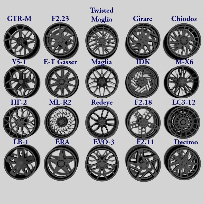 Decimo Rims Pick (5 SETS) 1/64 Scale Rims With Treaded Tires - Etsy