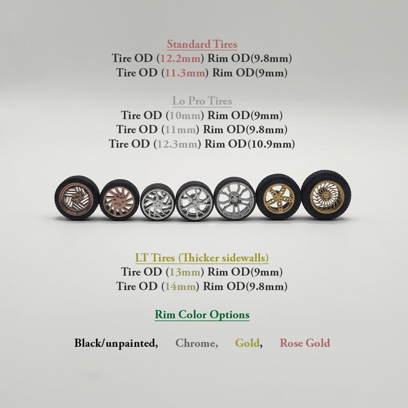64 Rims Pick (5 SETS) 1/64 Scale Rims With Treaded Tires - Etsy