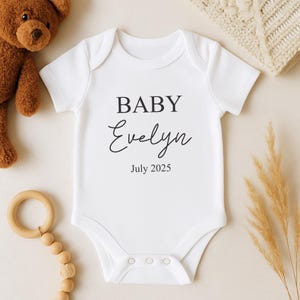 Pregnancy Announcement Baby Bodysuit, Custom Last Name & Date Onesie®, Newborn Baby Onesie®, Baby Announcement Bodysuit, Gift for Newborn