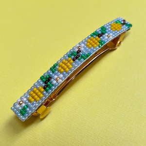 Haarspeldje met citroenkralen: Miyuki-glasrocailles, haarclip zomercitrus