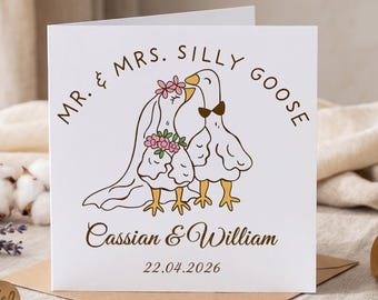 Personalized Wedding Funny Card, Goose Bride And Groom Card, Custom Wedding Congratulations Card For Couple,Unique Congratulations Card