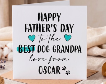 Biglietto di auguri personalizzato per la festa del papà per il nonno a quattro zampe, biglietto personalizzato per il nonno peloso dal cane, regalo personalizzato per i nonni, biglietto di auguri per gli amanti degli animali.